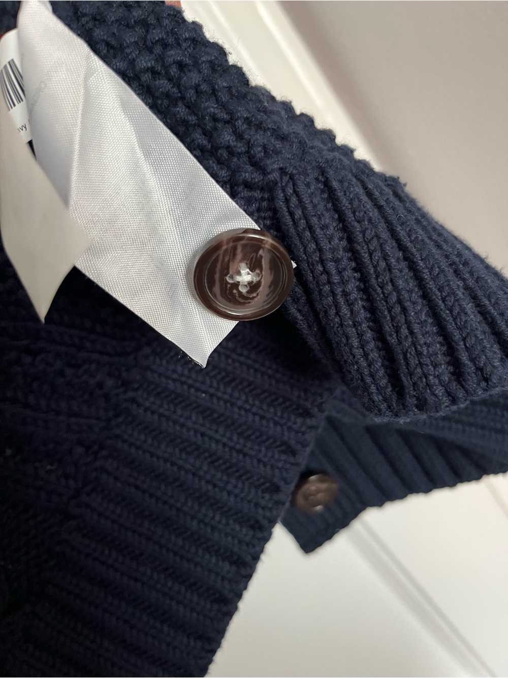 Quince 100% organic cotton chunky oversized cable knit navy cardigan sz s - Picture 5 of 9